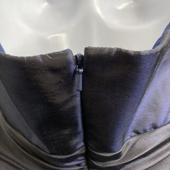 Amsale Women's Navy Blue Strapless Mini Cocktail Dress Size 16 Chic Minimalist - Picture 8 of 10